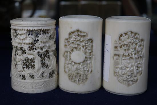 Three Chinese ivory vases